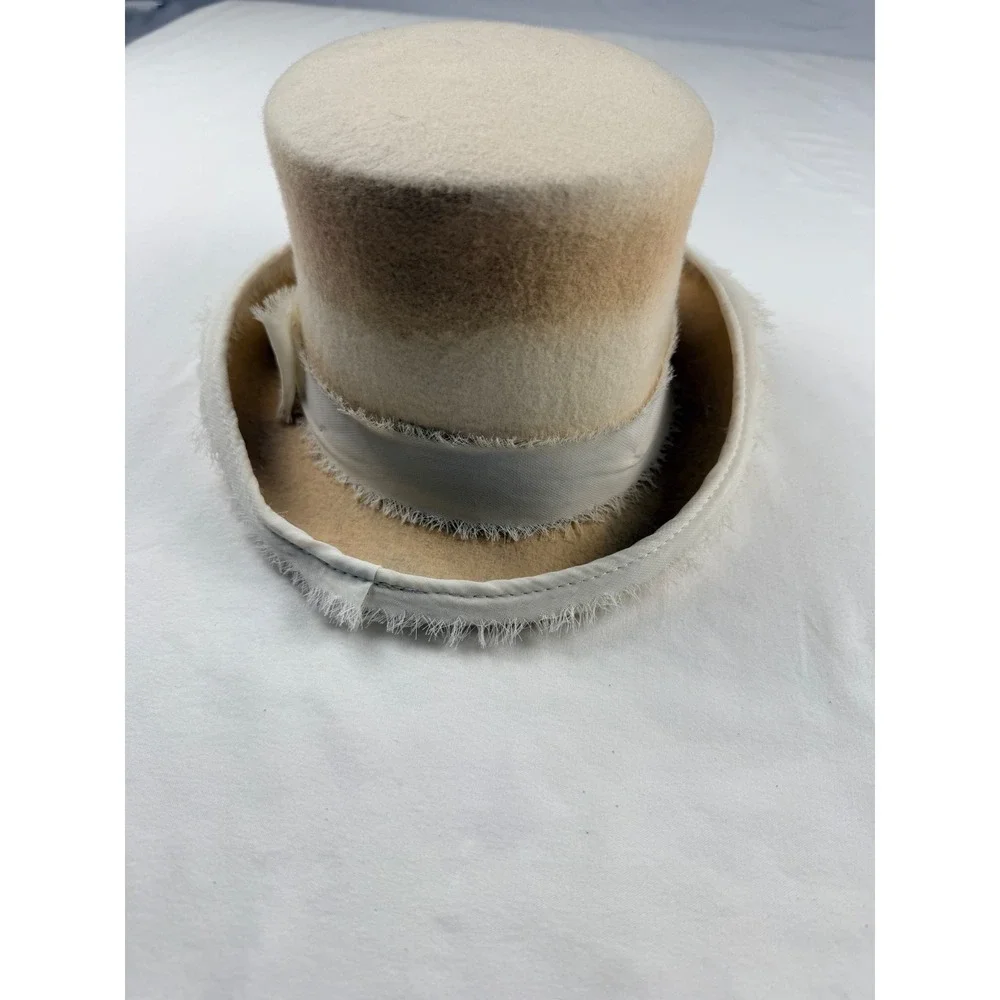 Renegade by Bailey Wool Felt Top Hat Beige Ombre Chiffon Band  Sz Small